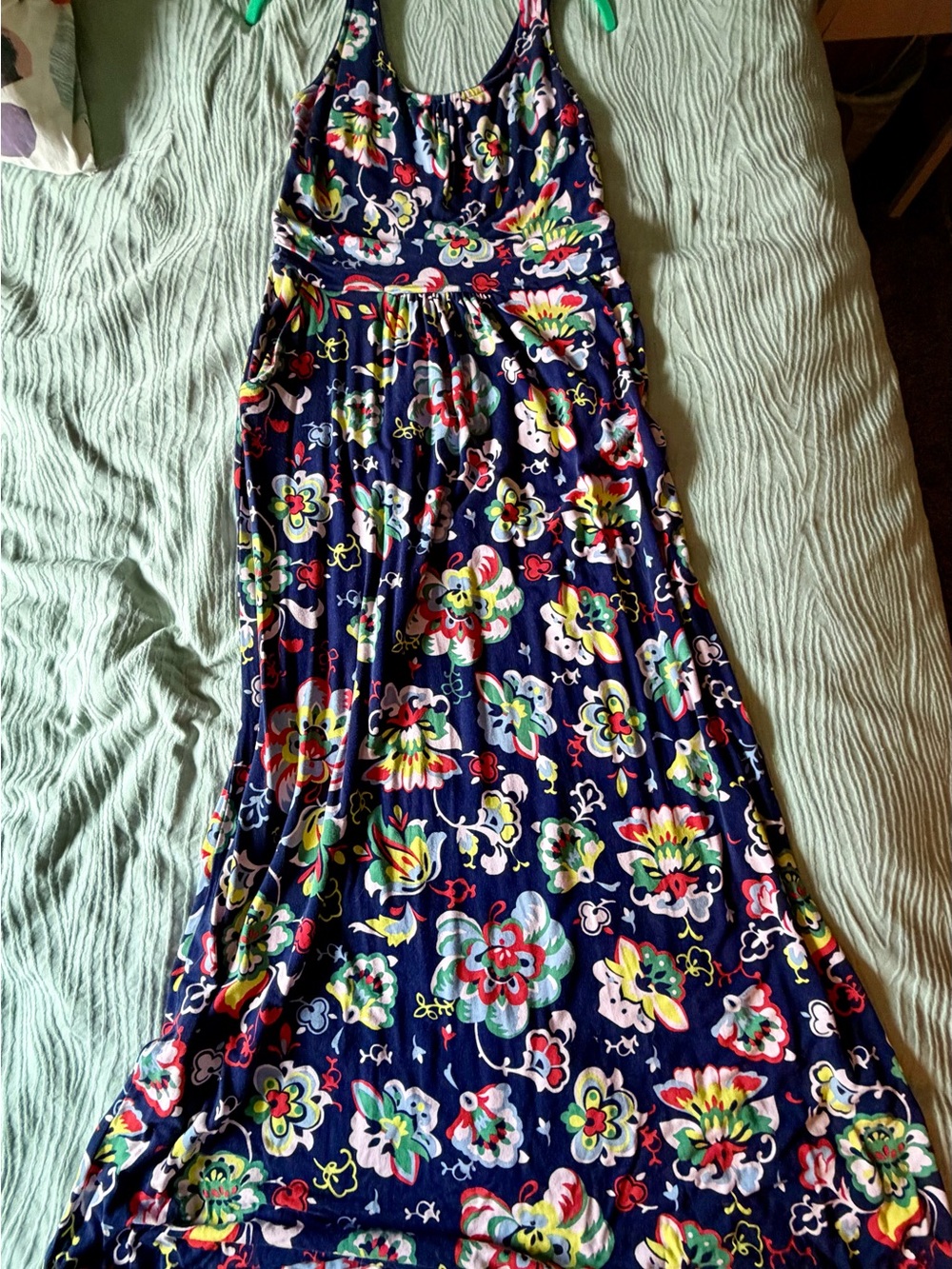 Boden Navy Floral Maxi Dress with Multicolor Print
